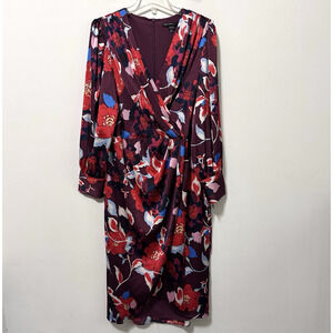 Maggy London Surplice Dress 16 Plus Knee Length Wrap‎ Front Cocktail Party NEW